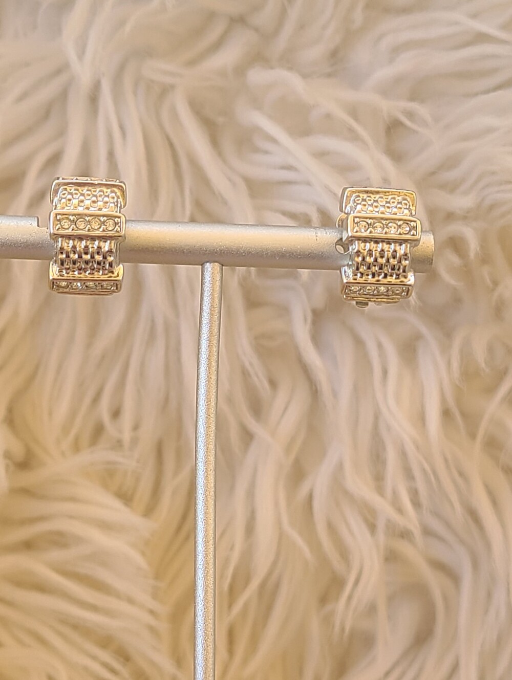 Swarovski Silver Toned Clip-on Swan Stamped Earrings- Great Condition